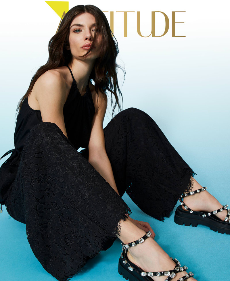 Macramé lace palazzo trousers