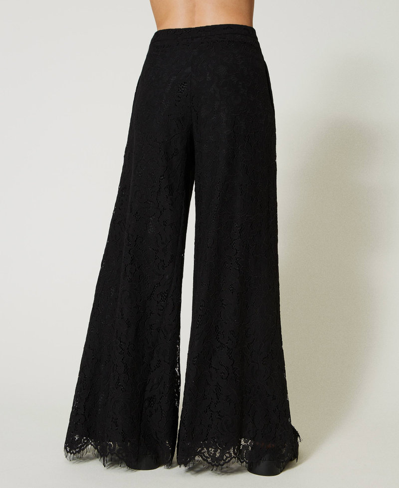 Macramé lace palazzo trousers