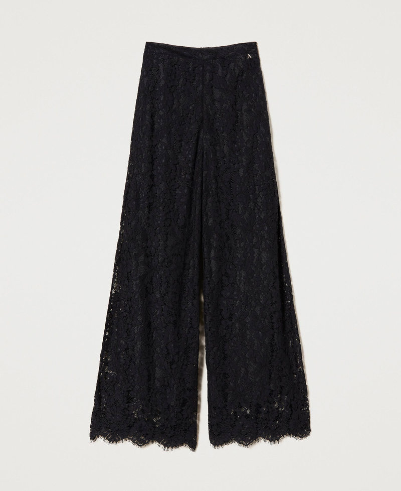Macramé lace palazzo trousers