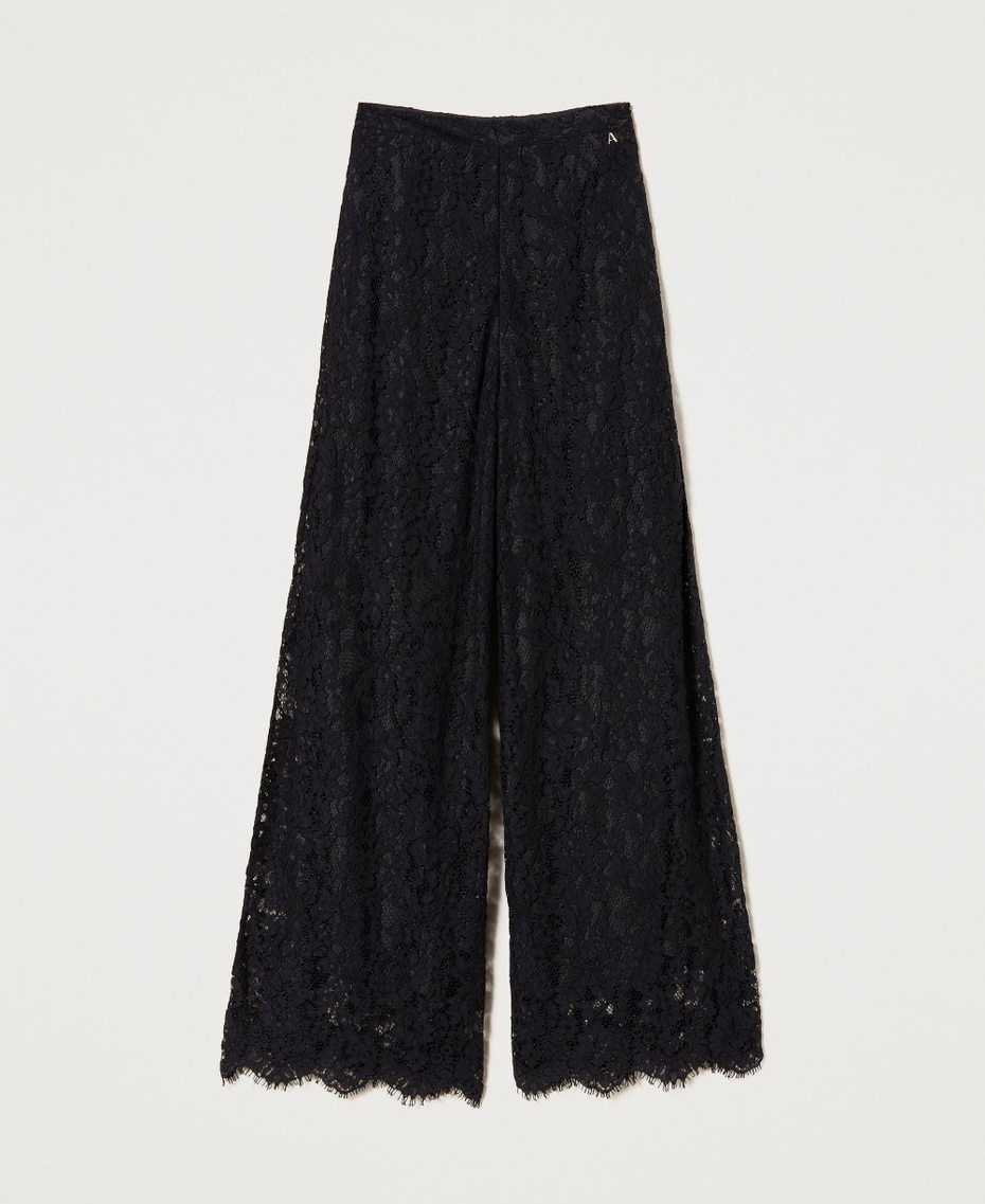Macramé lace palazzo trousers