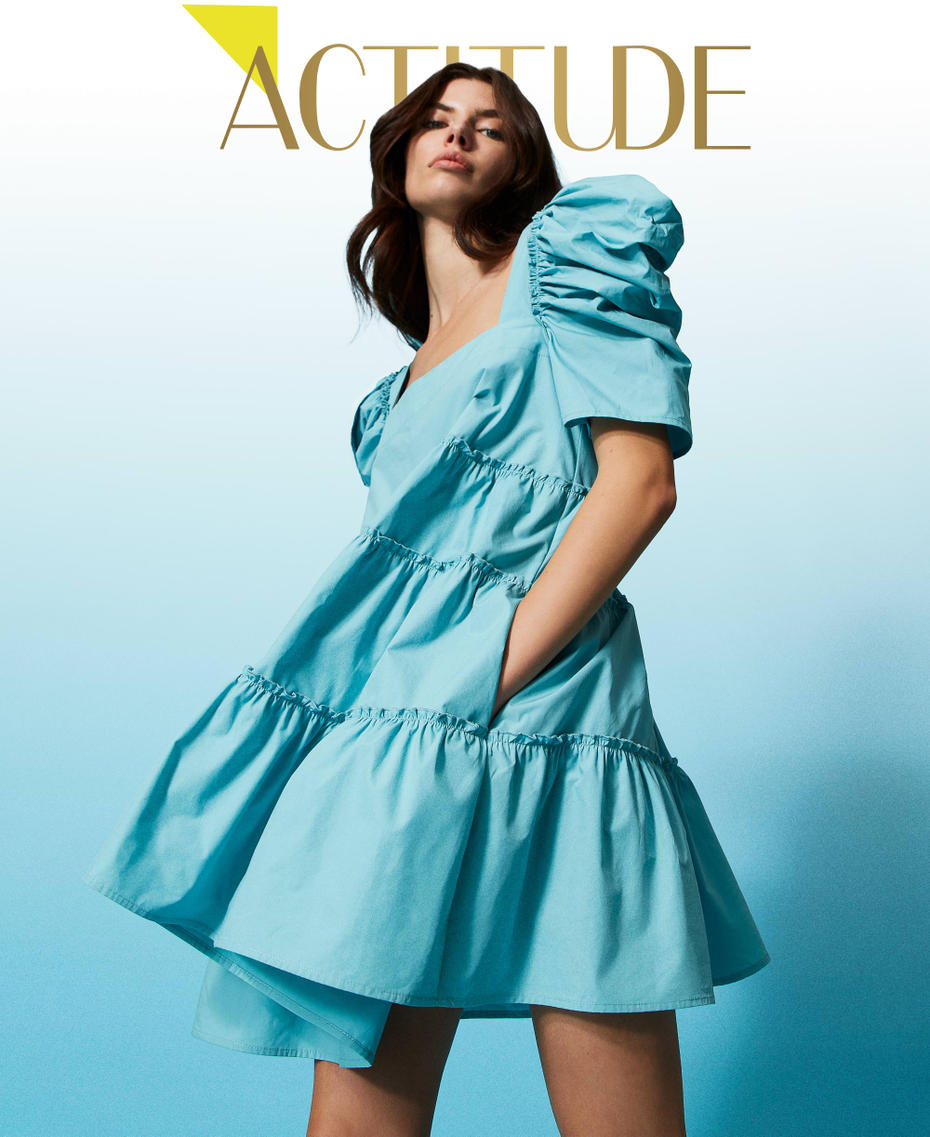 Robe courte en coton bio Bleu « Pacific Opal » Femme 231AT2082-01