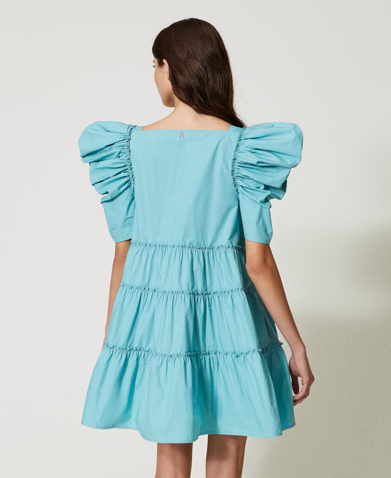 Vestido corto de algodón orgánico Azul «Pacific Opal» Mujer 231AT2082-04