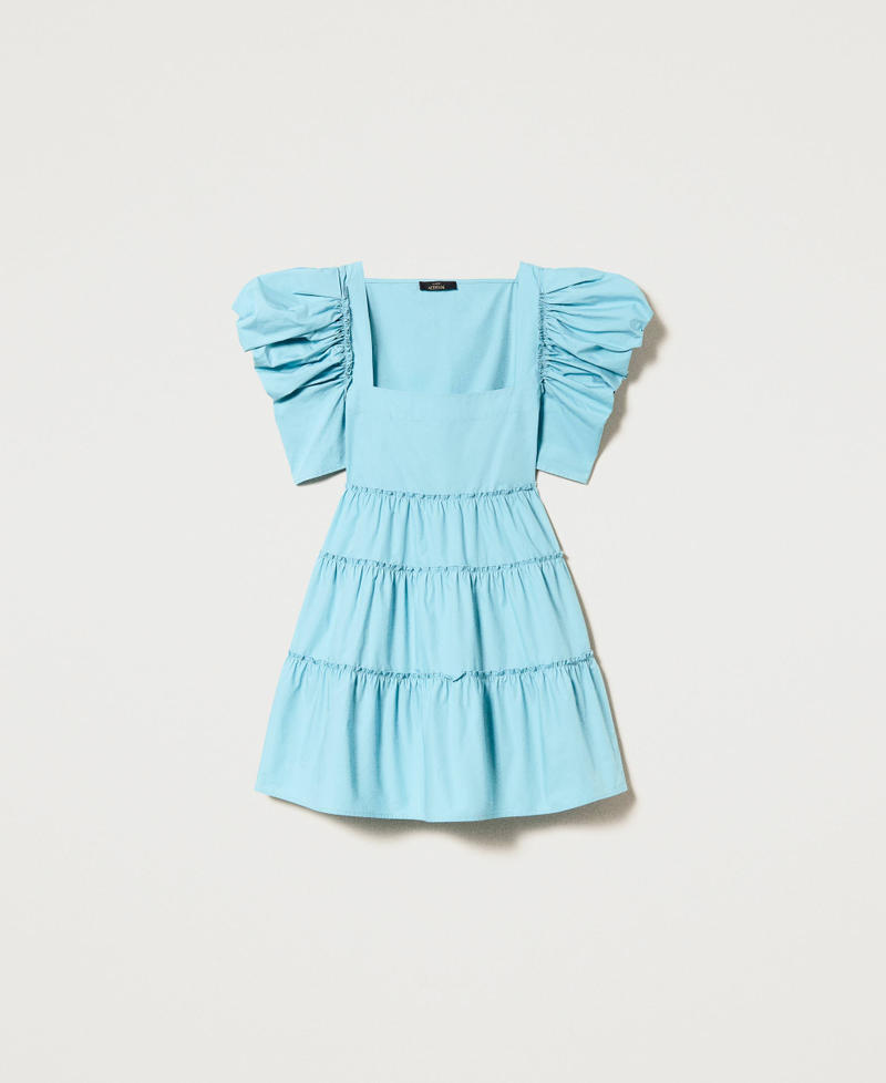 Short organic cotton dress "Pacific Opal” Light Blue Woman 231AT2082-0S
