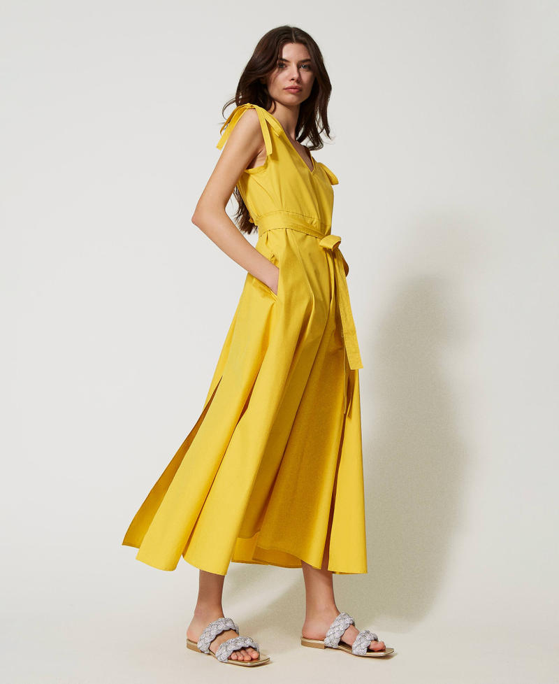 Robe longue en coton bio Jaune « Hot Yellow » Femme 231AT2084-03