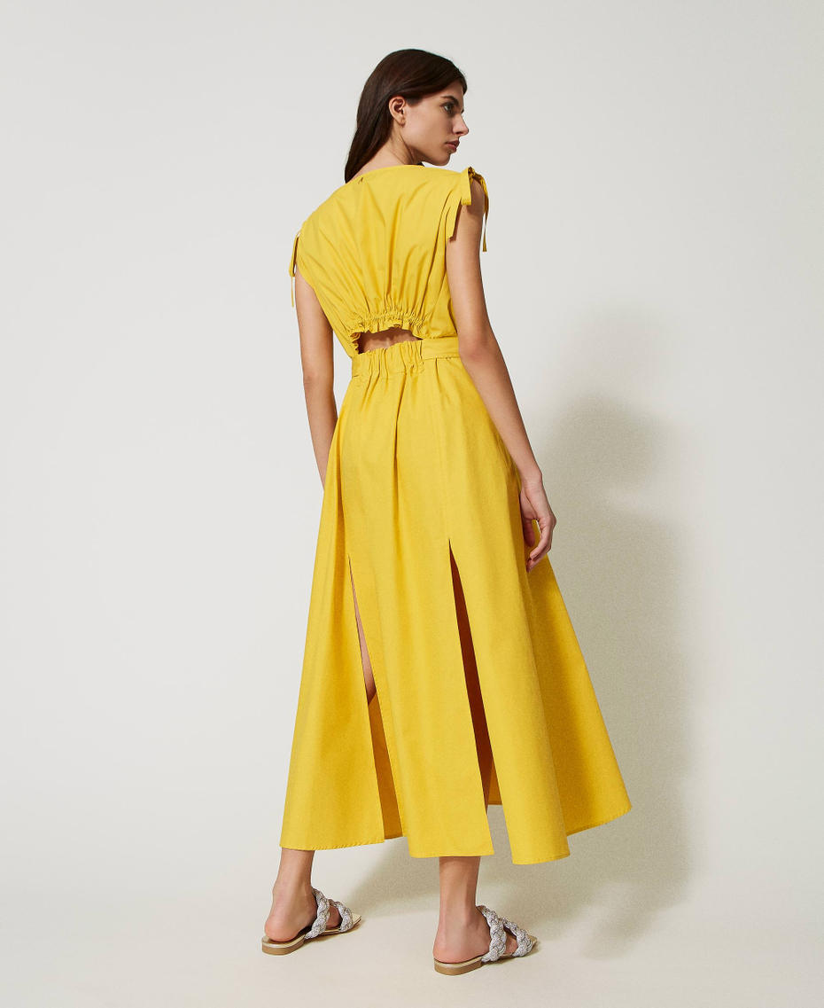Длинное платье из органического хлопка Желтый "Ядовито-желтый" женщина 231AT2084-04