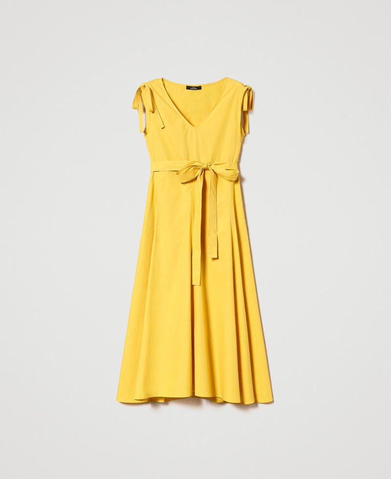 Vestido largo de algodón orgánico Amarillo «Hot Yellow» Mujer 231AT2084-0S