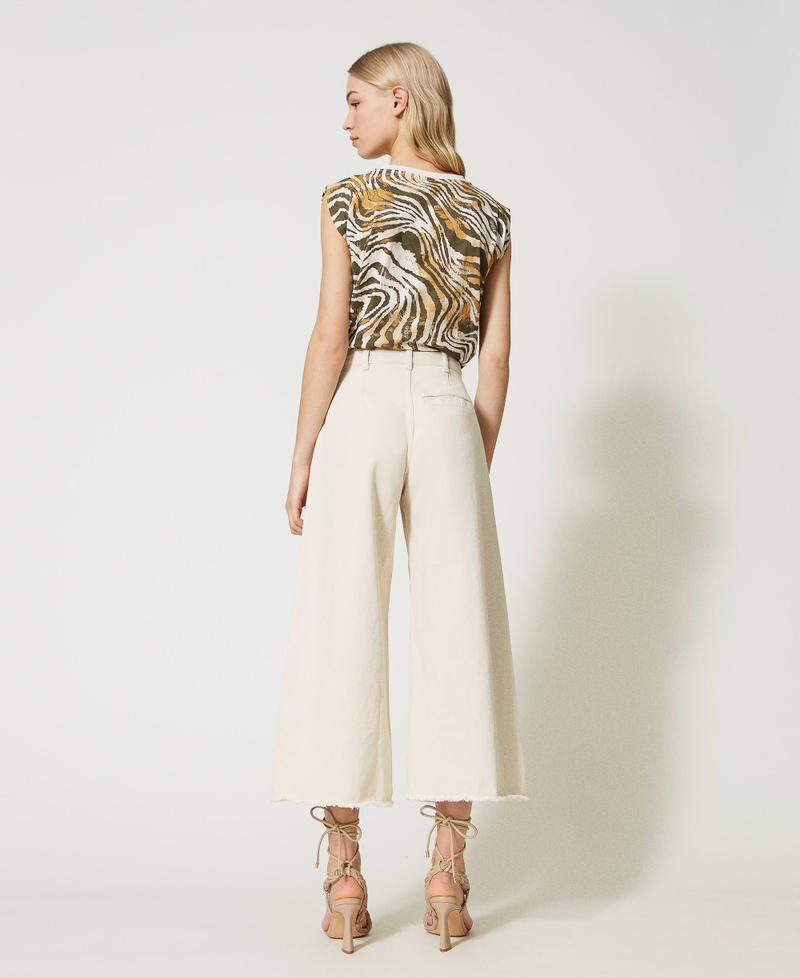 Wide leg trousers with organic cotton Pale Cream Woman 231AT2092-04