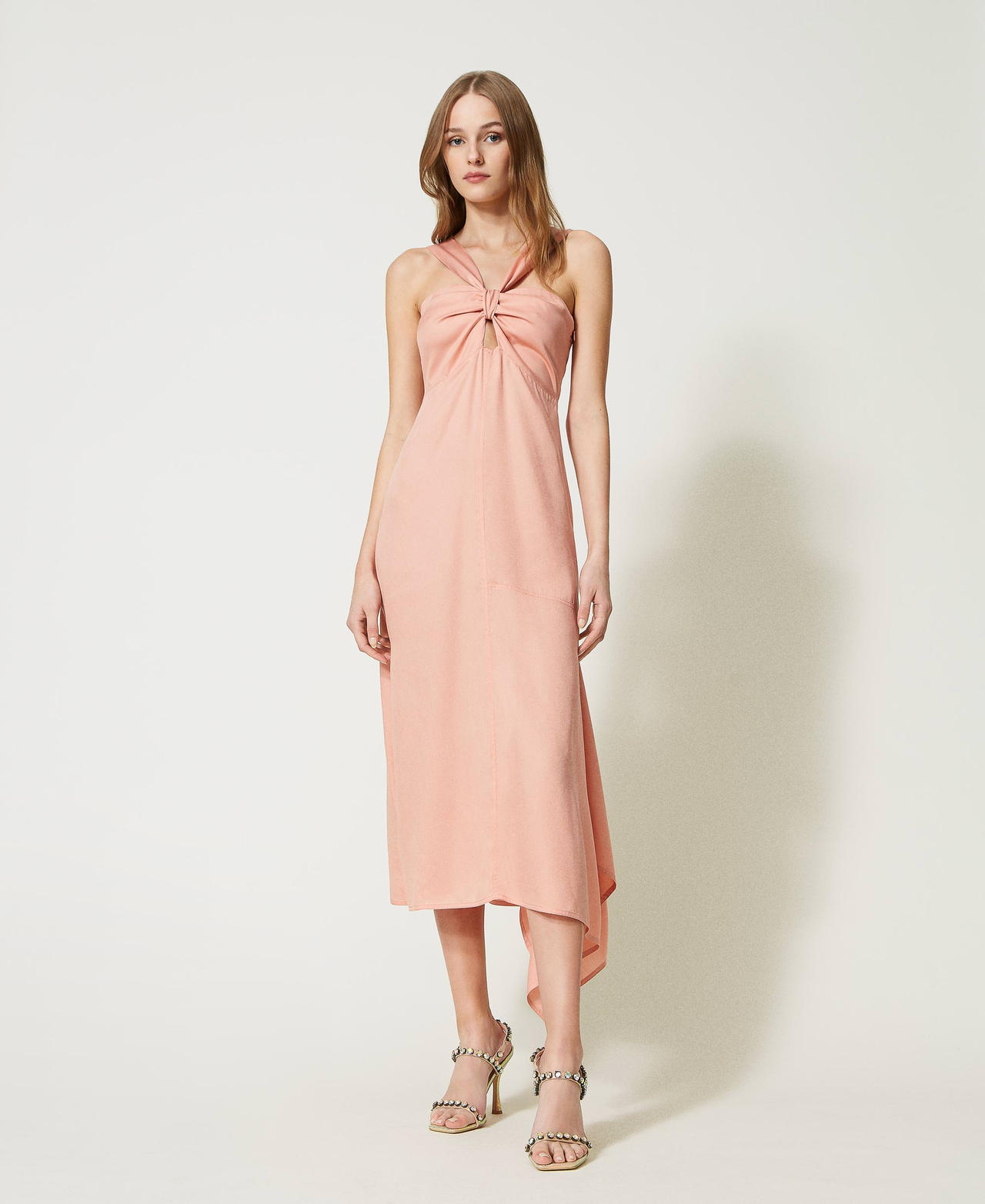 Midi dress with gathering Rose Cloud Woman 231AT2100-02
