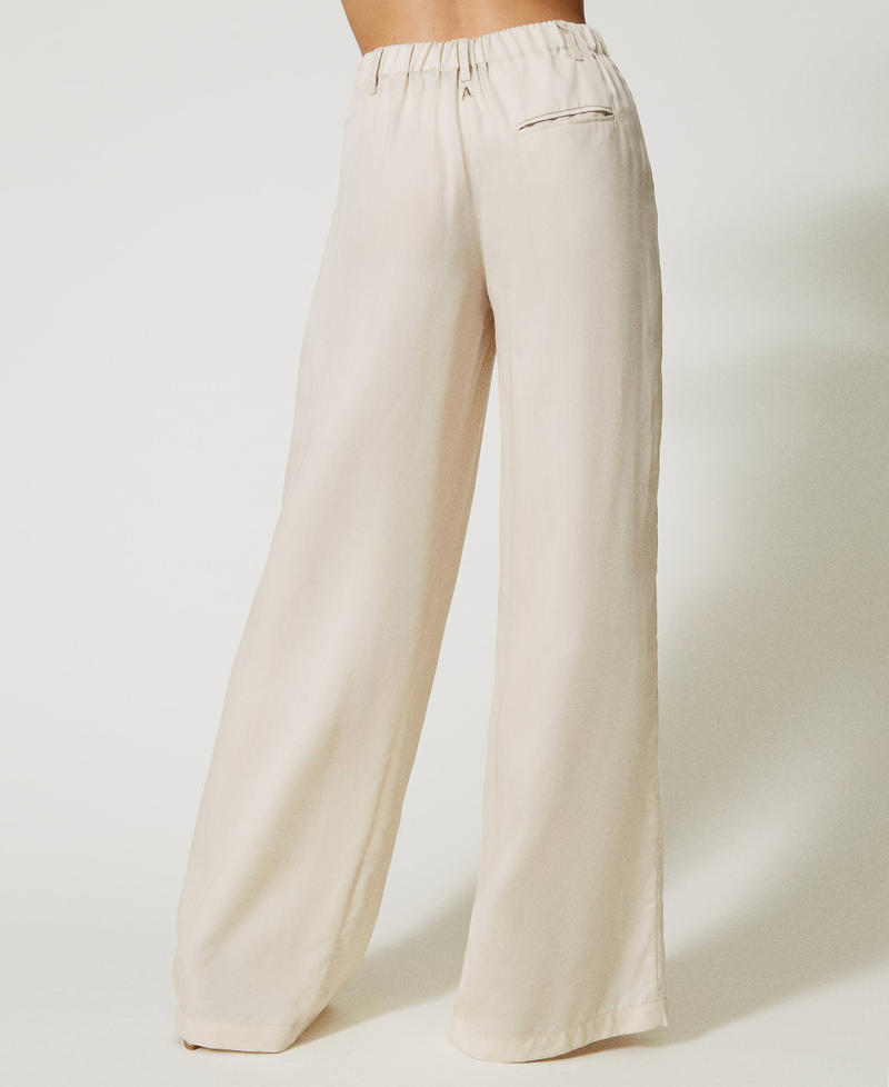 Palazzo trousers with pleats Pale Cream Woman 231AT2102-03