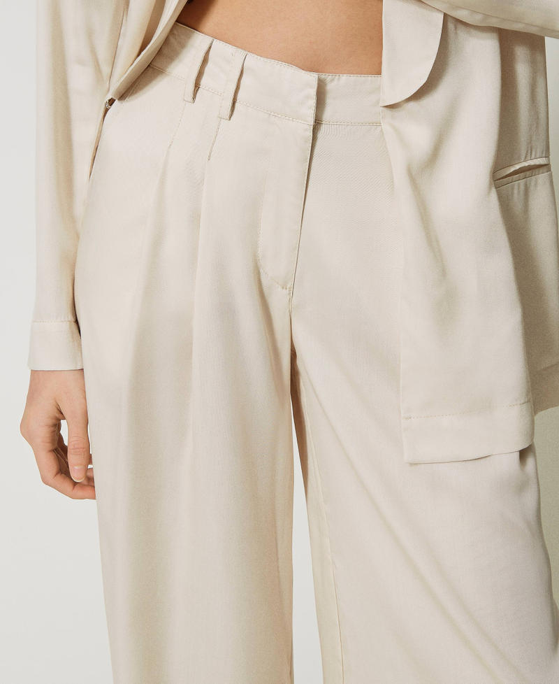 Palazzo trousers with pleats Pale Cream Woman 231AT2102-04