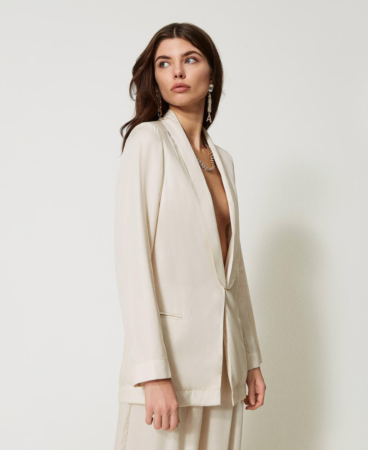 Blazer with shawl lapels Pale Cream Woman 231AT2106_00522_03