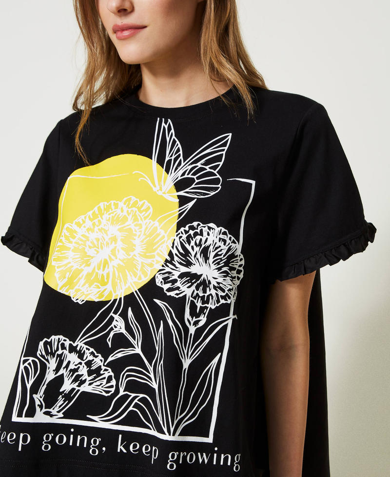 T-shirt with poplin inserts and print Black Woman 231AT2112_00006_05