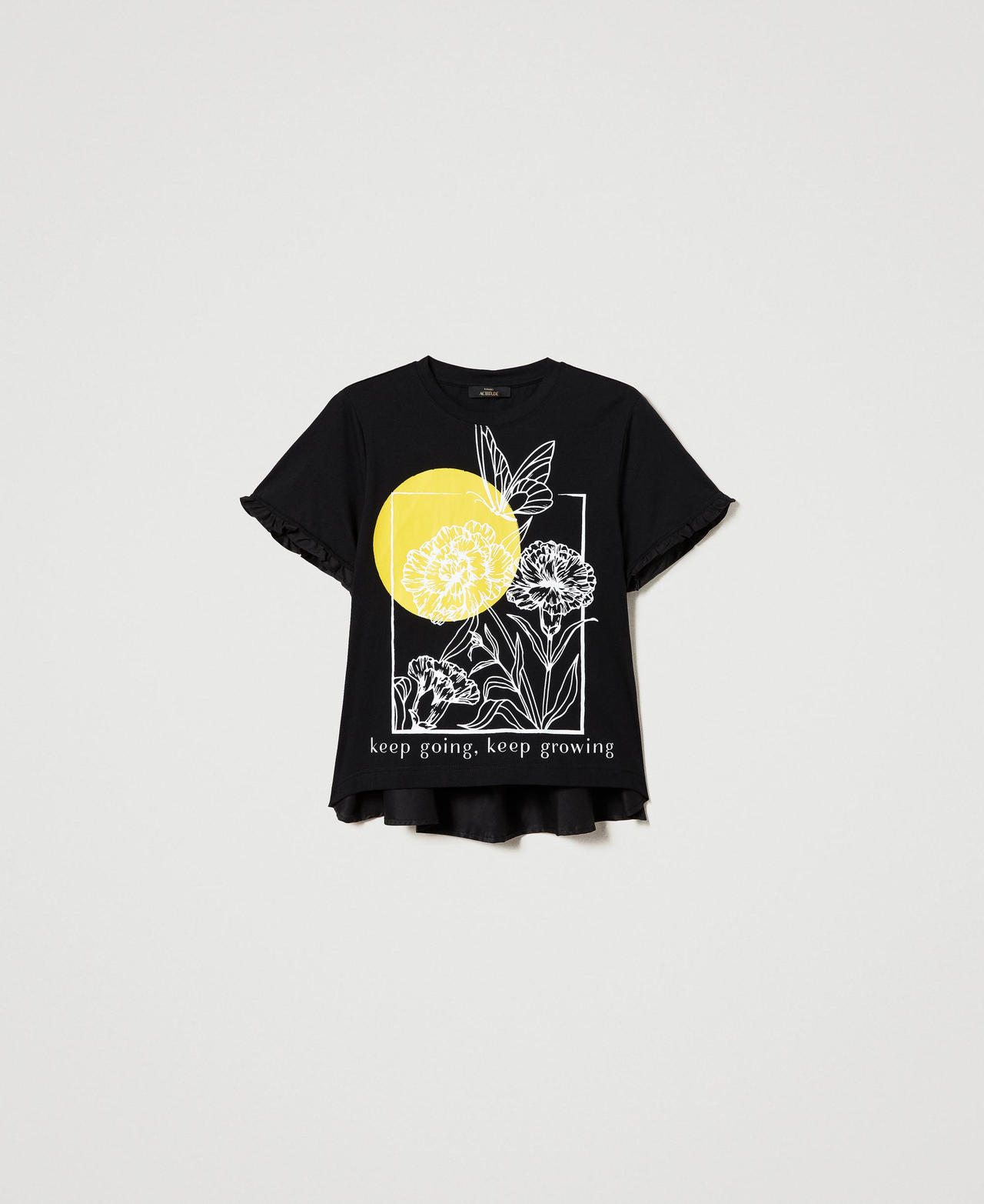 T-shirt with poplin inserts and print Black Woman 231AT2112_00006_0S