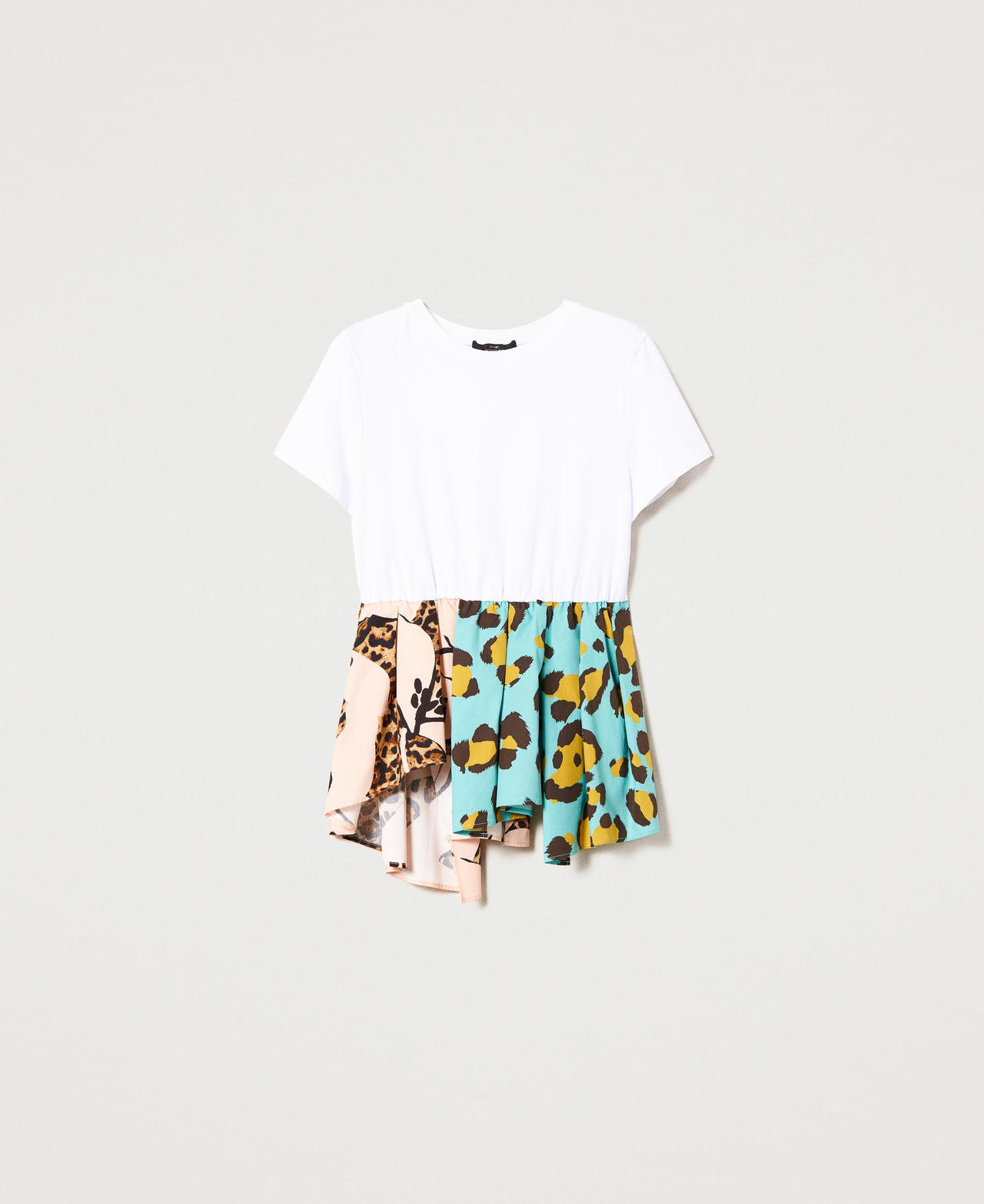 T-shirt avec volants en popeline imprimée