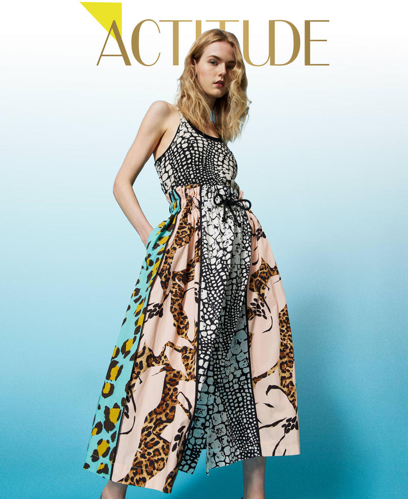 Jupe longue en popeline avec imprim?�s Femme, Fantaisie | TWINSET Milano