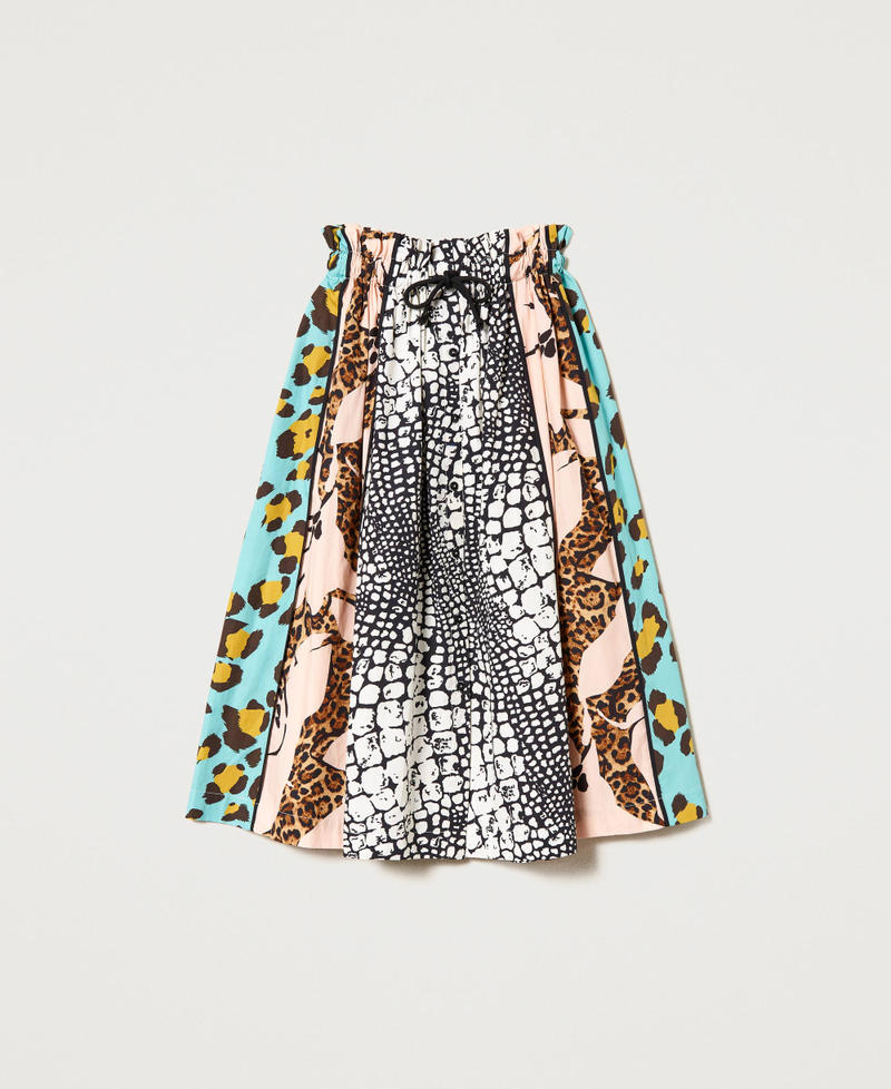 Long poplin skirt with prints