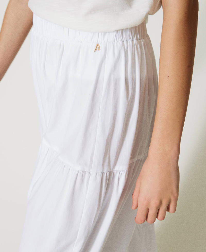 Poplin long skirt with broderie anglaise Bright White Woman 231AT2153-05