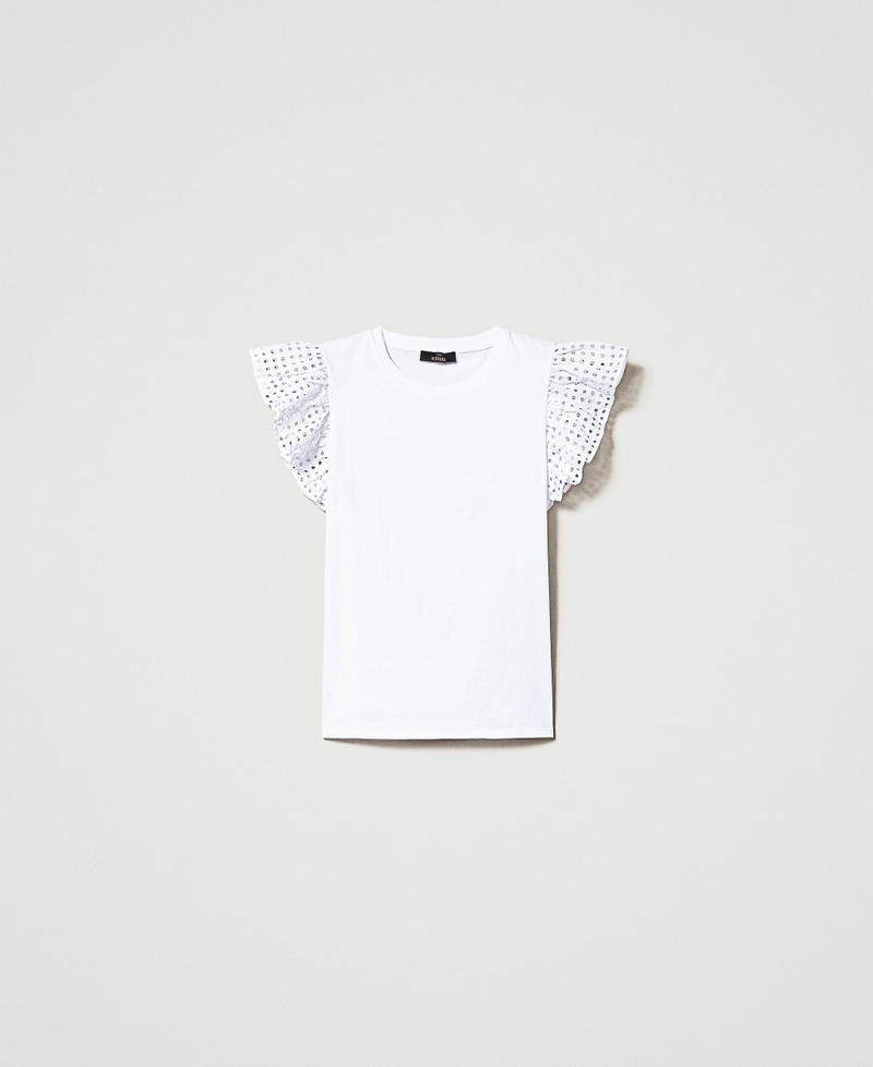 Top con maniche in sangallo