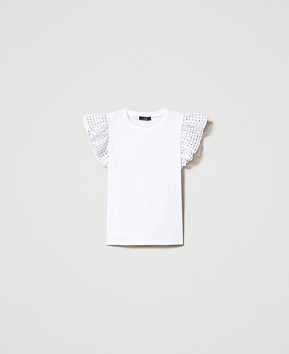 Top con maniche in sangallo