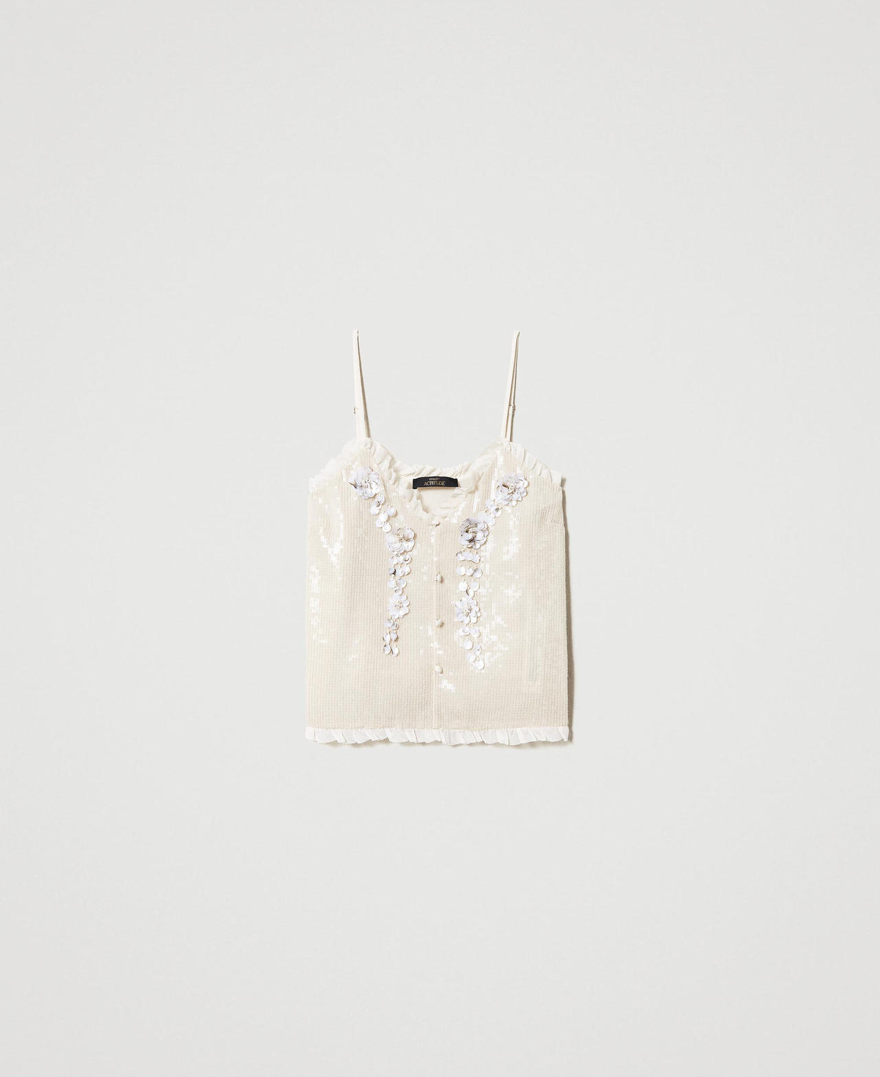 Von Hand besticktes Paillettentop
