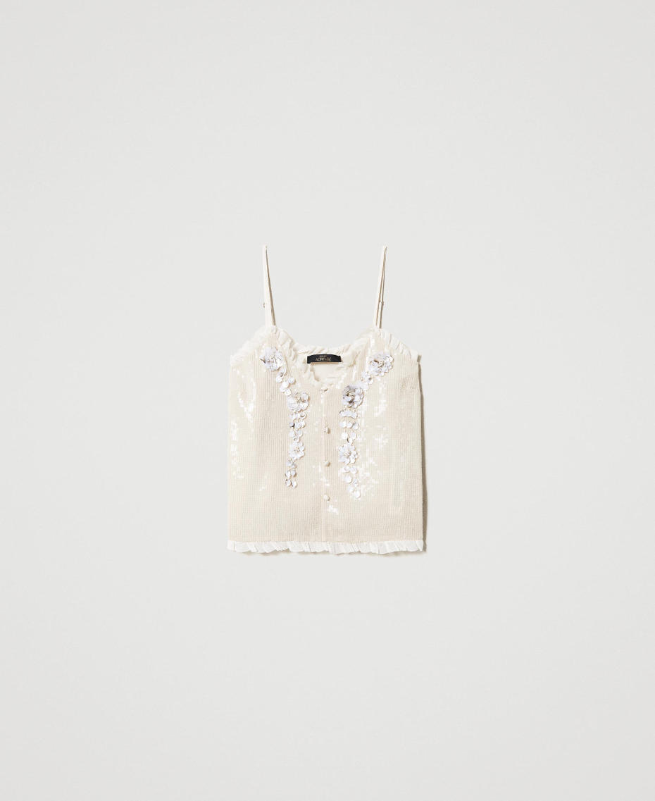 Full sequin top with handmade embroidery