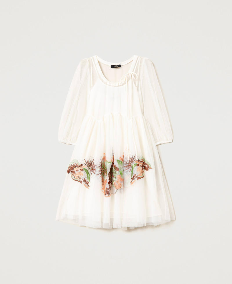 Short tulle dress with embroidery