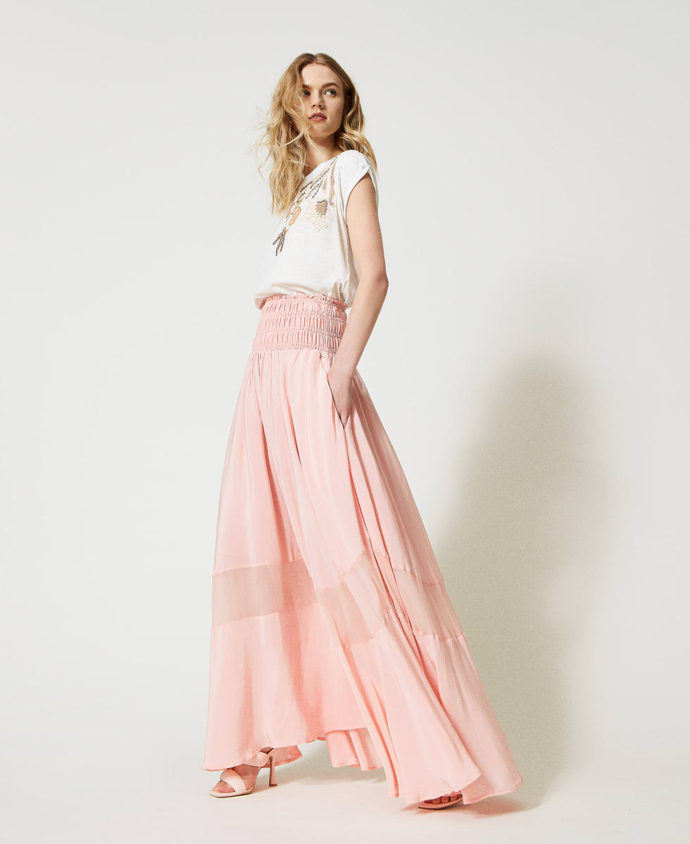 Falda vestido de crep de China y georgette Mujer Rosa TWINSET