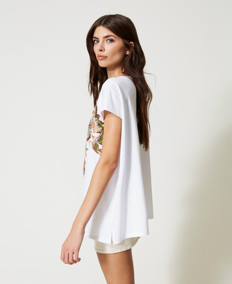 Camiseta oversize con bordado Bright White Mujer 231AT2190-03