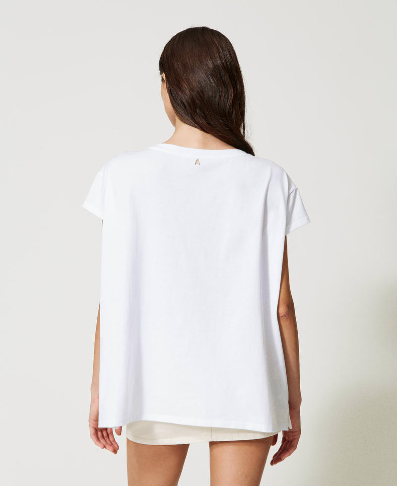 T-shirt oversize avec broderie Blanc Brillant Femme 231AT2190-04