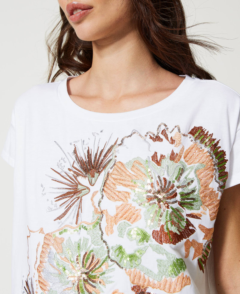 Oversize t-shirt with embroidery Bright White Woman 231AT2190-05
