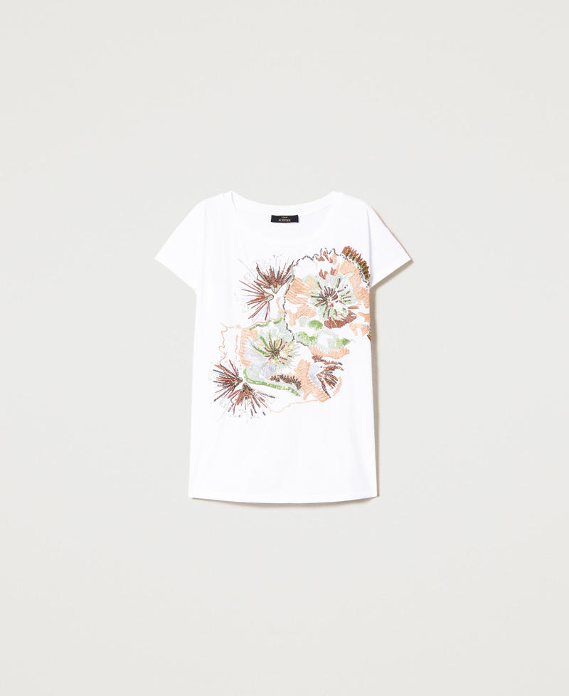 Oversized T-Shirt mit Stickerei Bright White Frau 231AT2190-0S