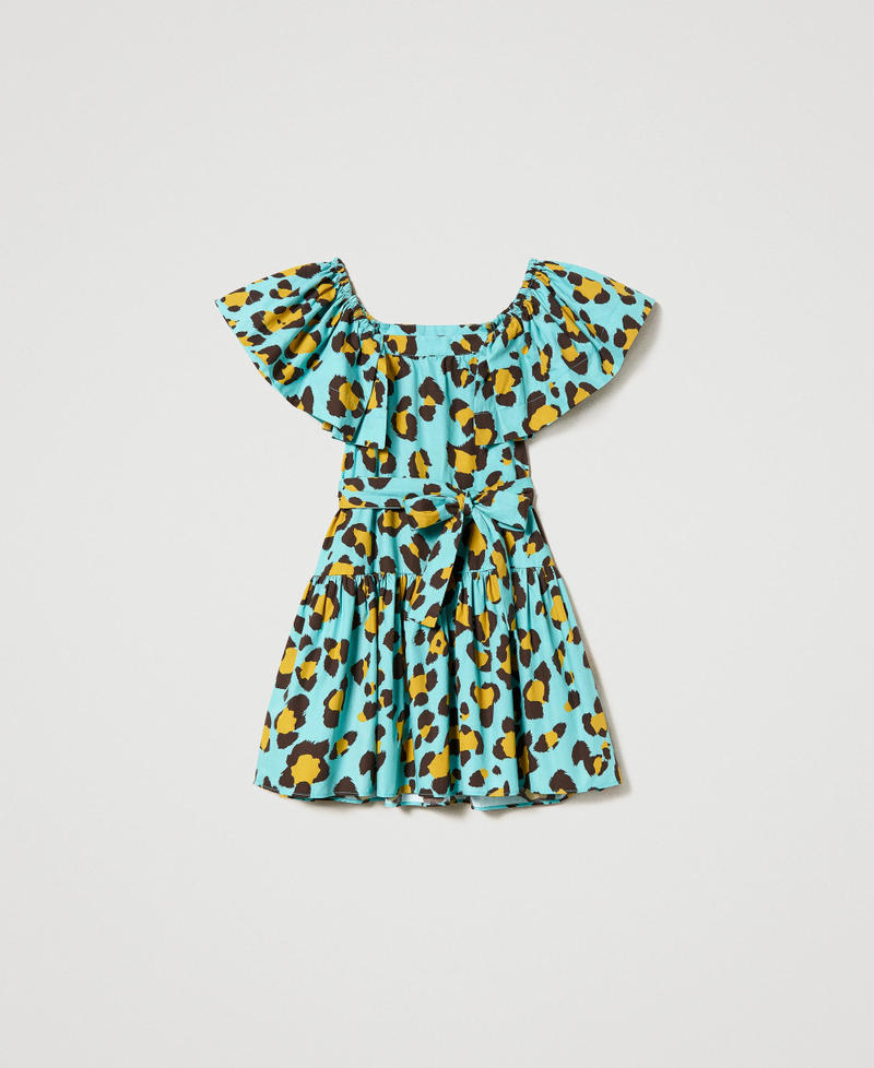 Short poplin dress with animal print Wild Spots Print Woman 231AT2210-0S