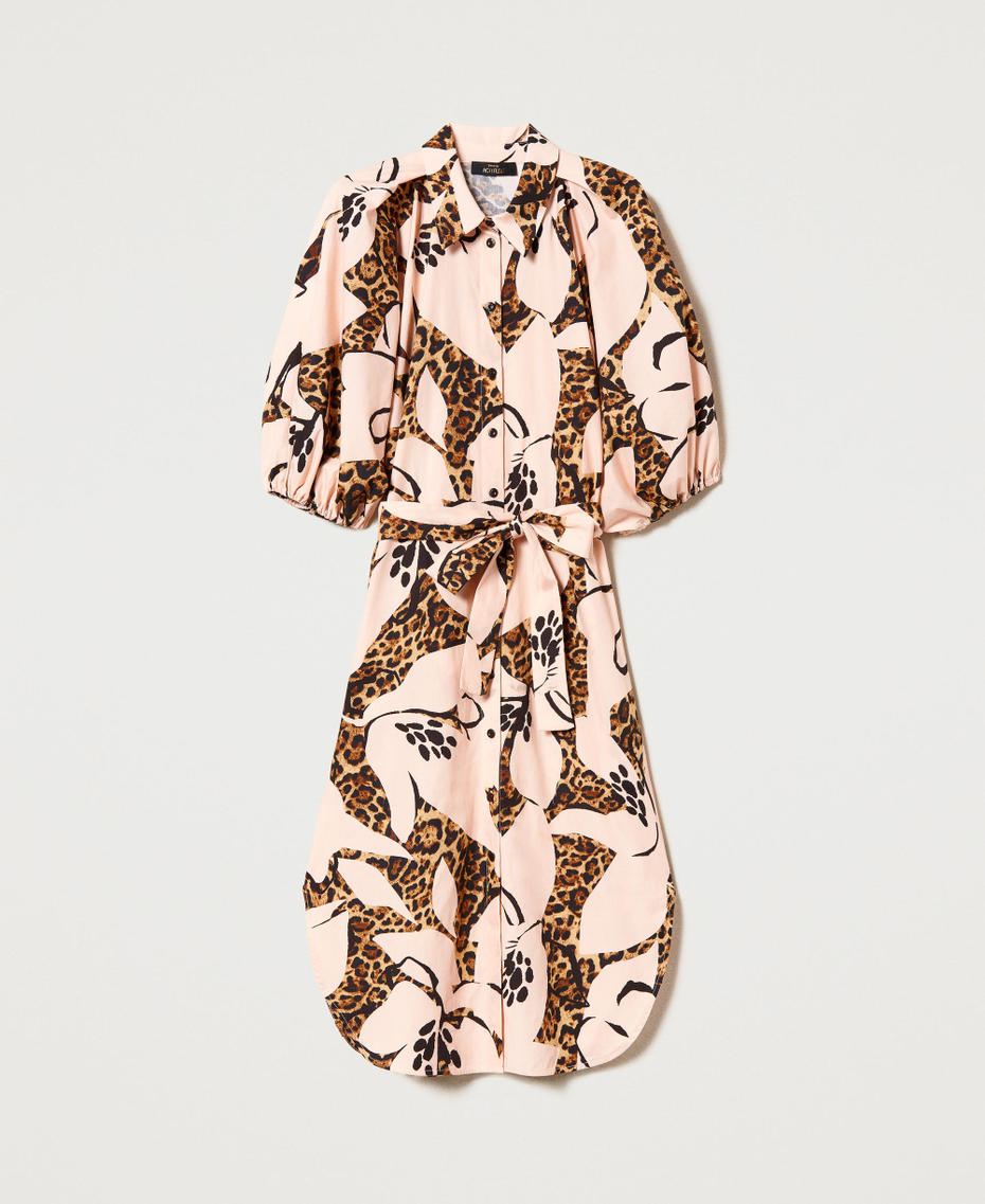 Robe chemisier mi-longue en popeline
