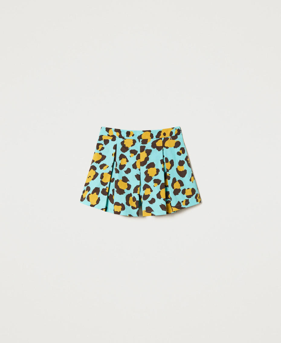 Poplin shorts with animal print