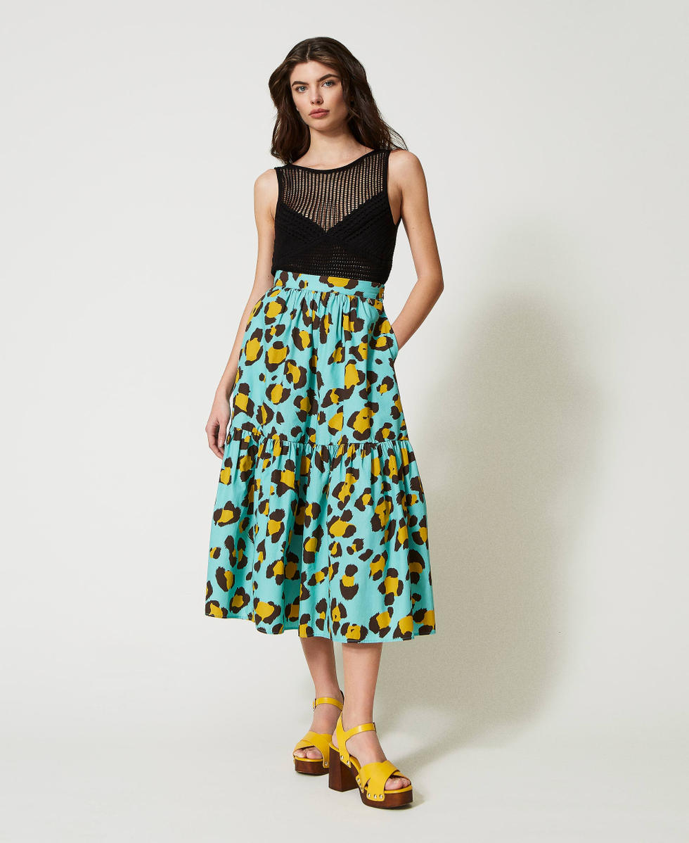 Long animal print skirt