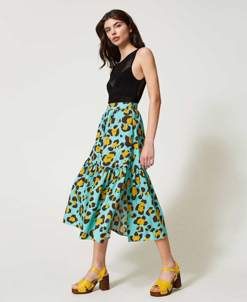 Animal print skirt long shop