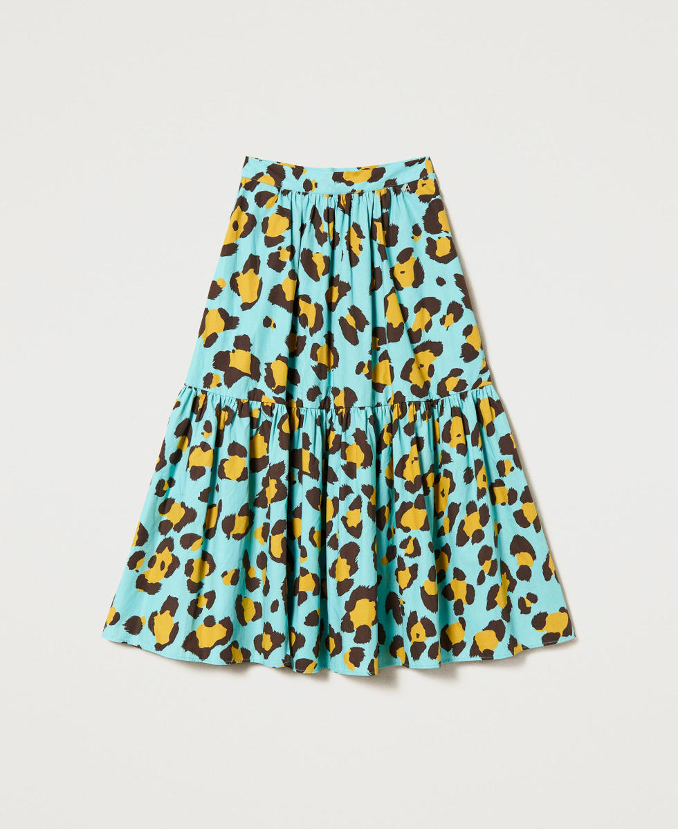 Yellow leopard print long skirt best sale