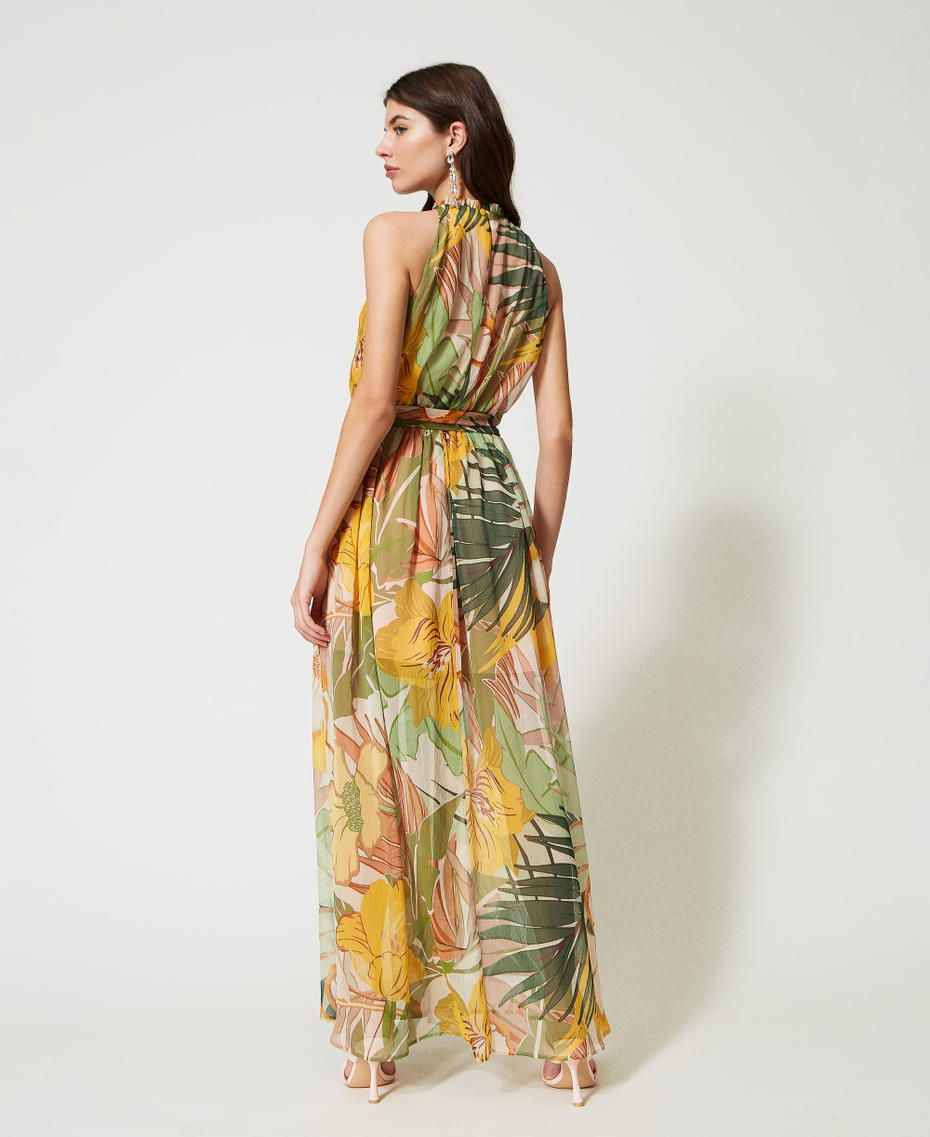 Длинное платье из набивного креп-шифона Принт "Дикие джунгли" женщина 231AT2220-04
