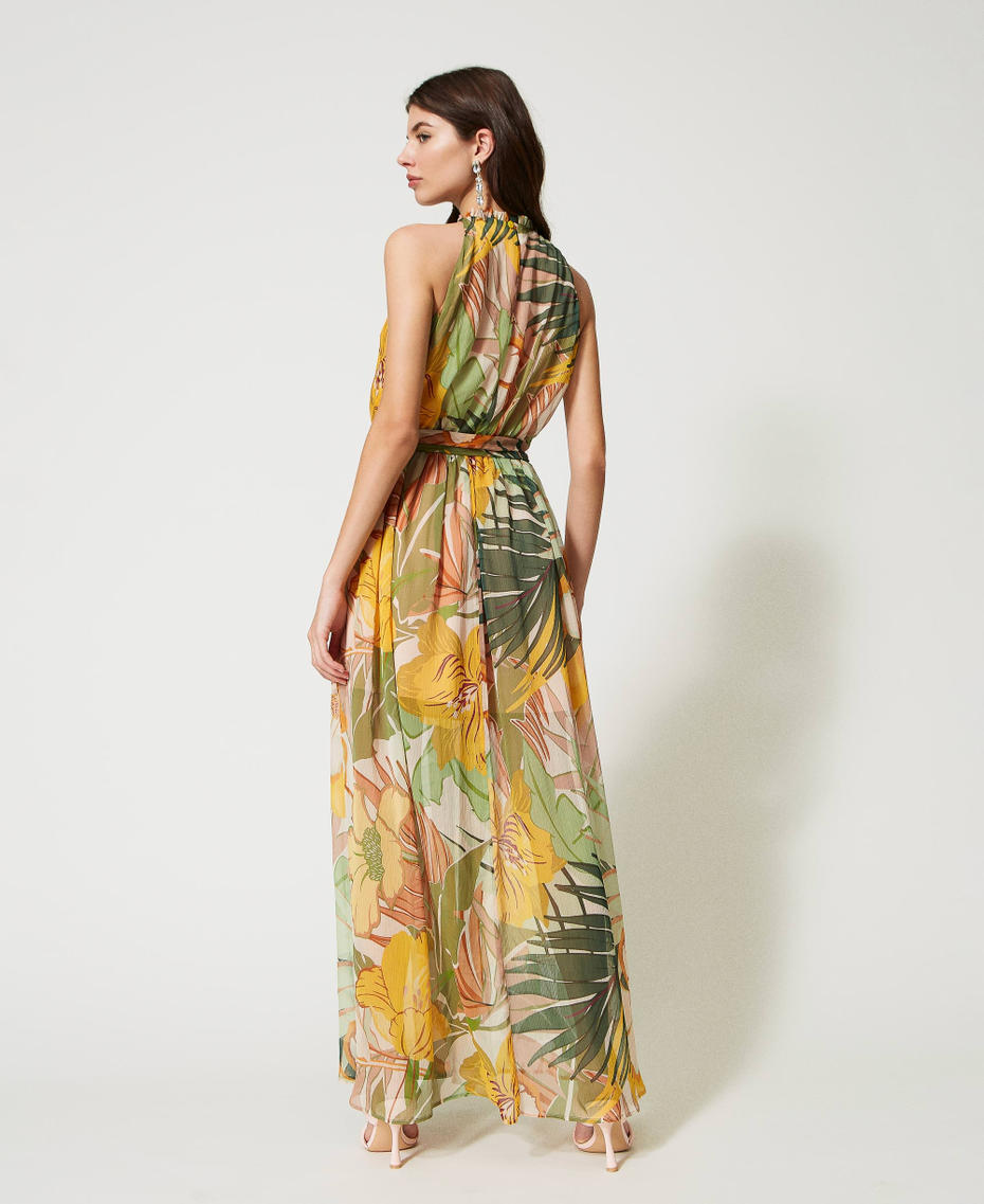Robe longue en crépon imprimé