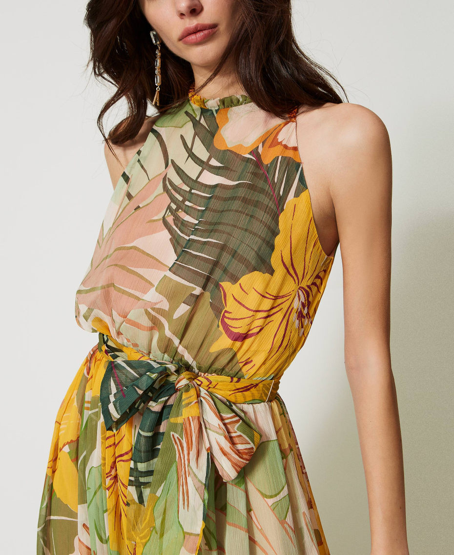 Robe longue en crépon imprimé