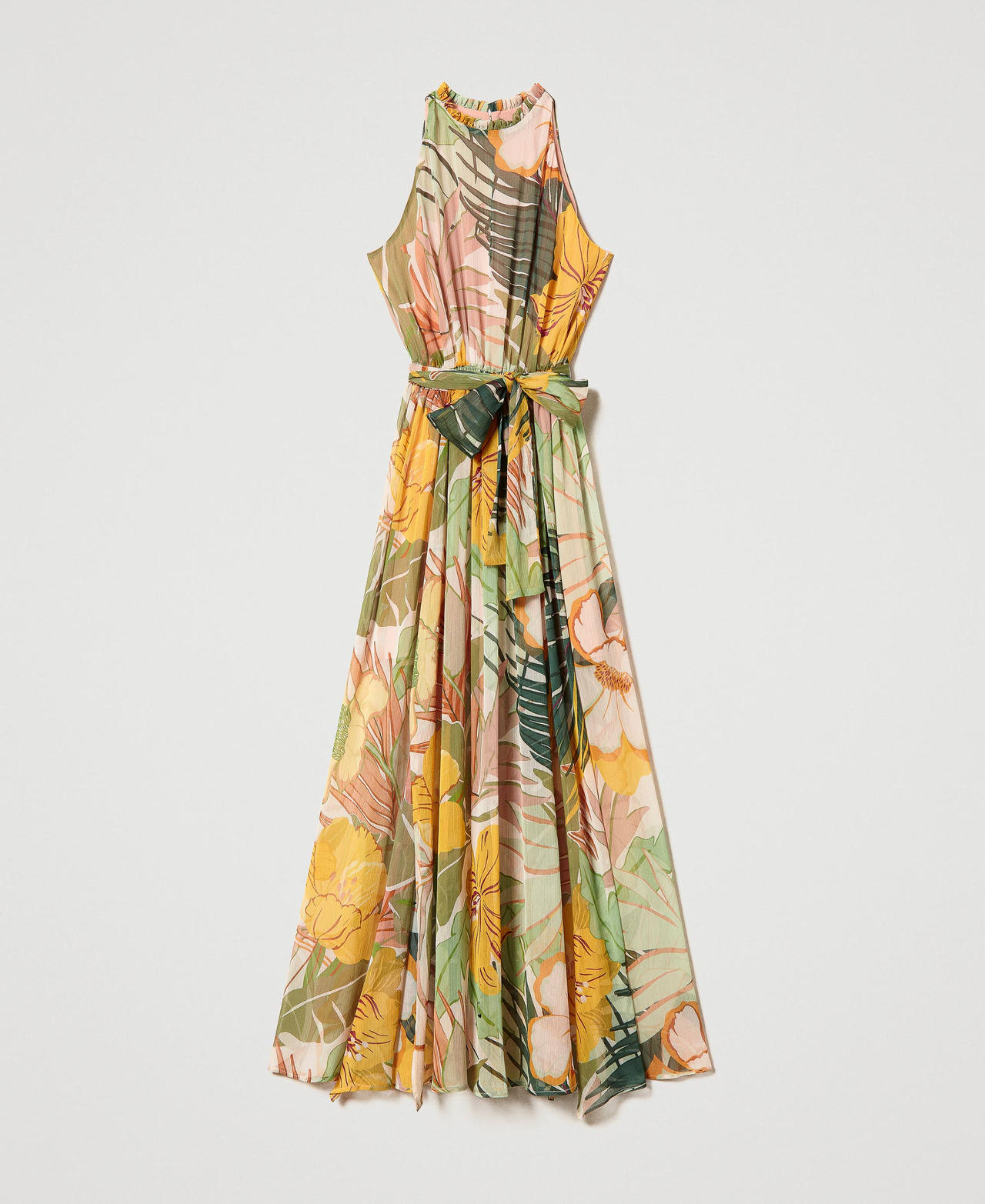 Robe longue en crépon imprimé