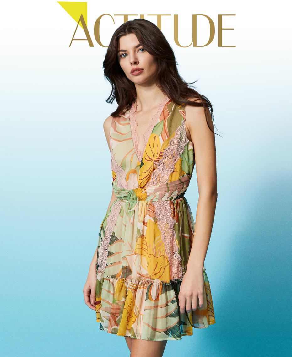 Abito corto in creponne stampato