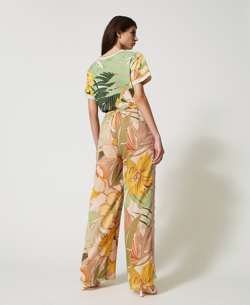 Printed creponne palazzo trousers