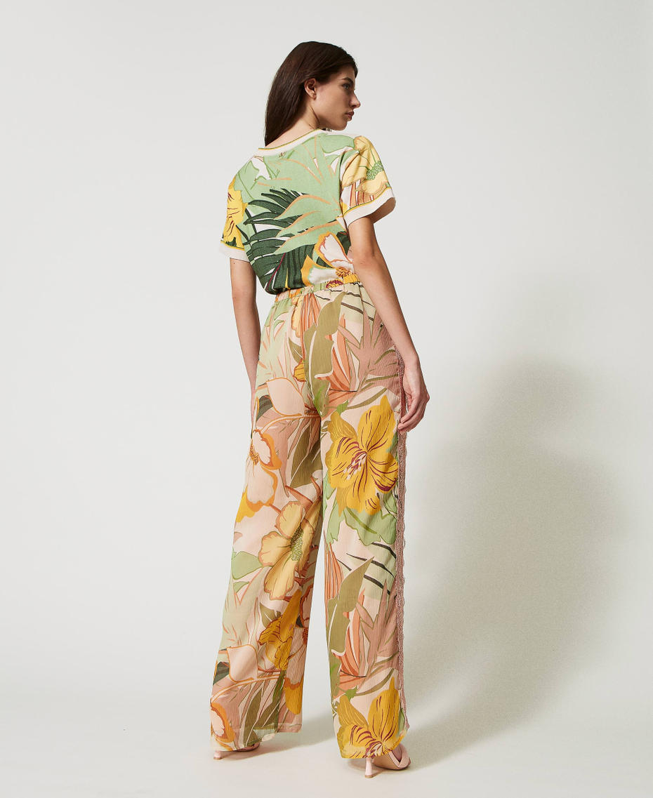 Printed creponne palazzo trousers