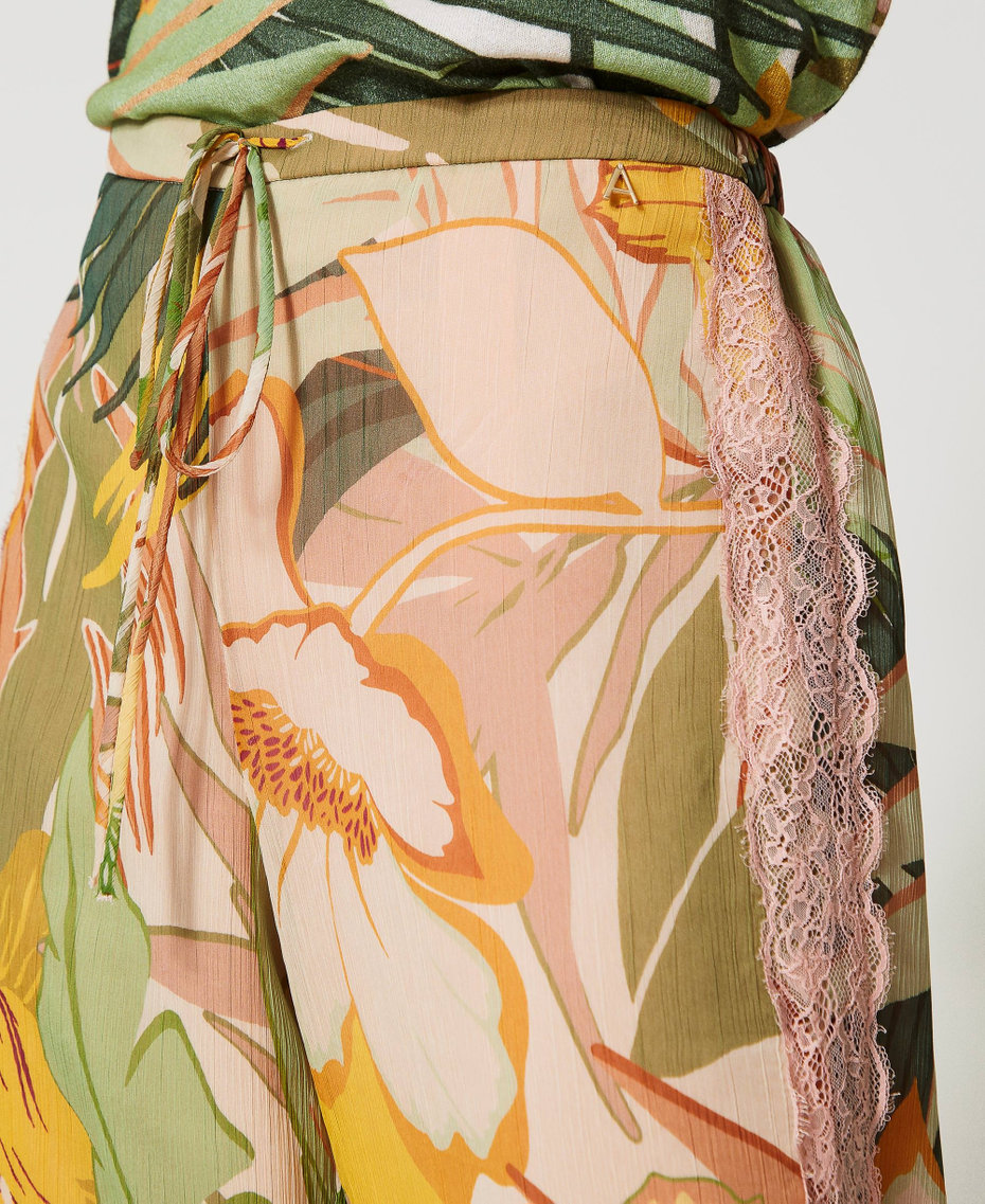 Printed creponne palazzo trousers