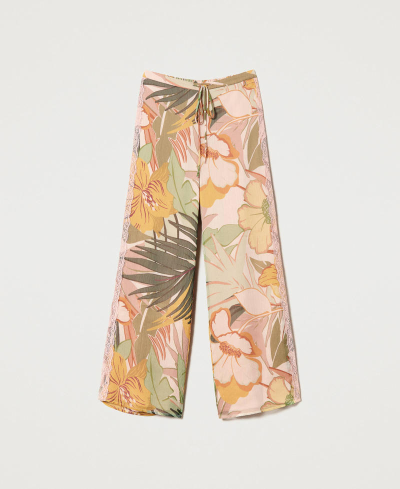 Printed creponne palazzo trousers Wild Jungle Print Woman 231AT2224-0S