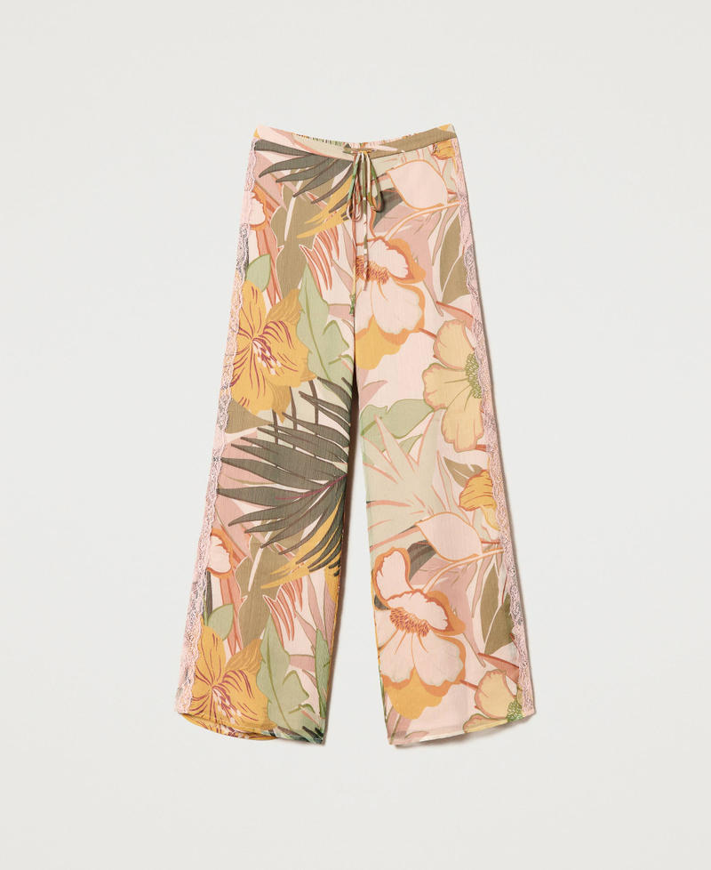 Printed creponne palazzo trousers