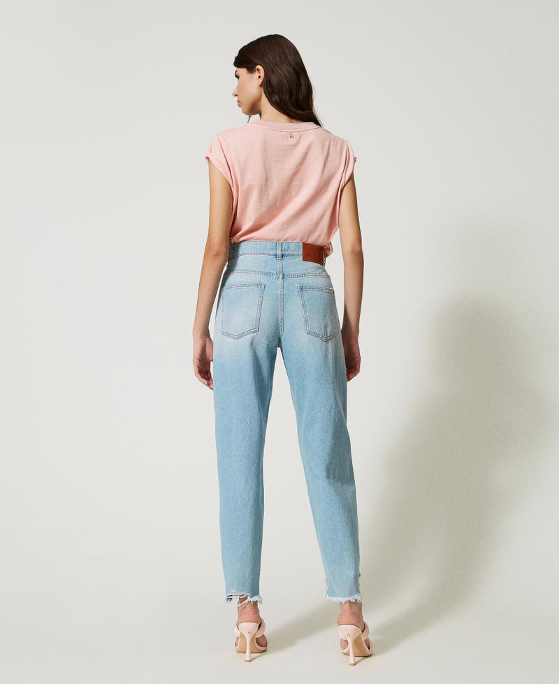 Barrel jeans with rips Light Denim Woman 231AT2230-04
