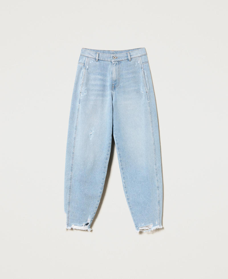 Barrel jeans with rips Woman, Light blue TWINSET Milano