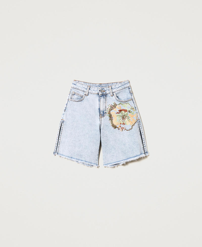 Denim shorts with embroidery Light Denim Woman 231AT2252-0S